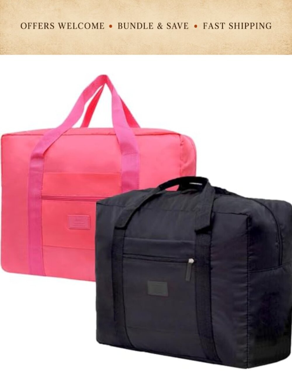 Foldable Travel Duffel Bag 26L Lightweight Nylon Waterproof Carry On Gym